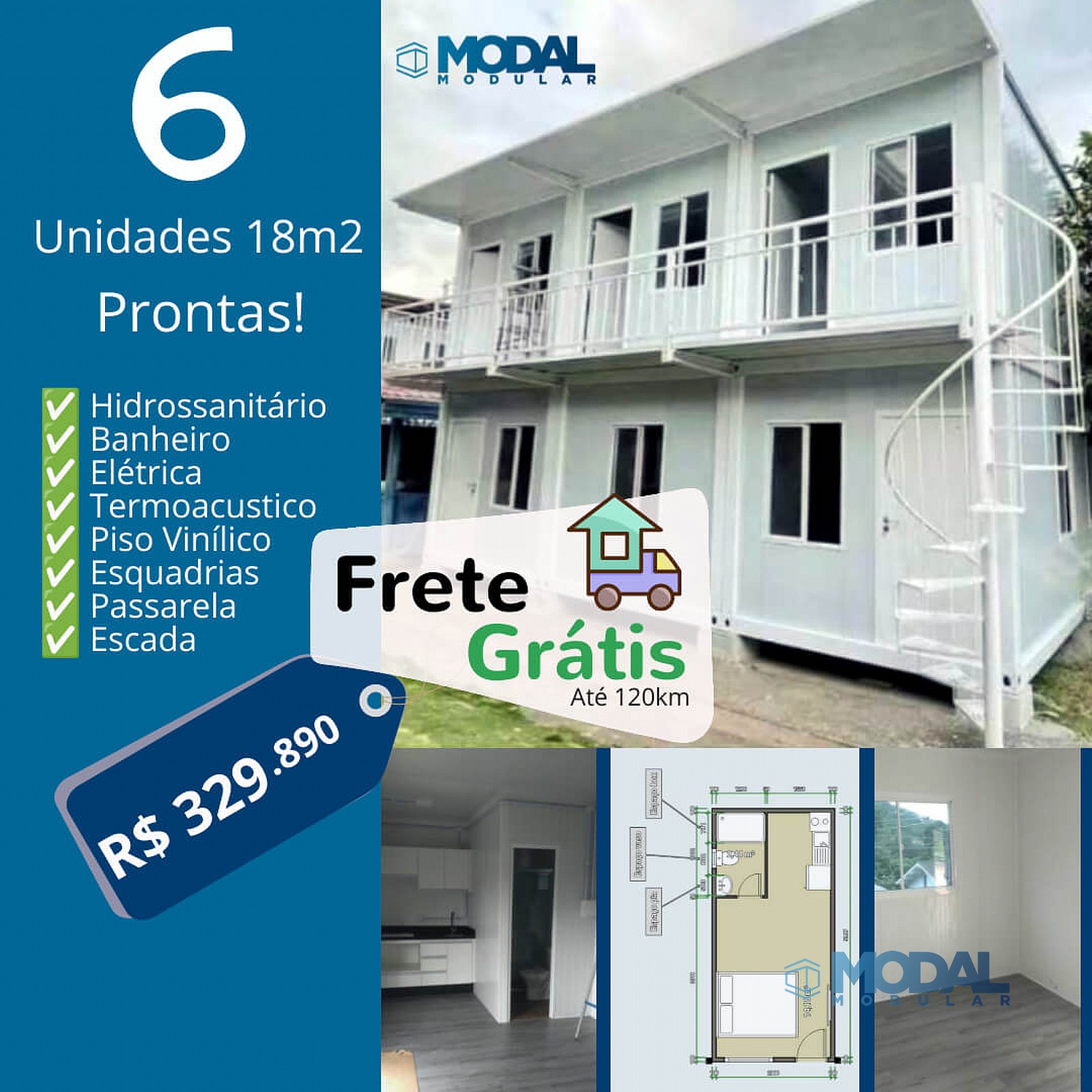 6 Unidades 18m2 Completas (CIF)